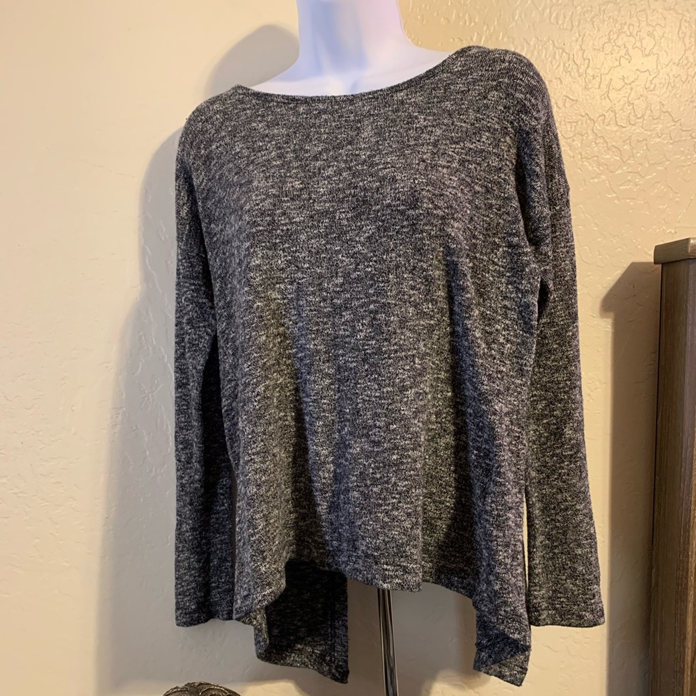 Black and white speckled long sleeve sweater